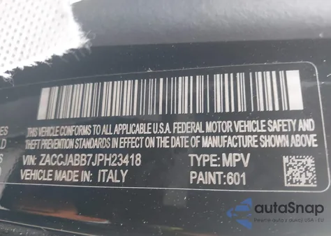 2018 Jeep Renegade Altitude Fwd z USA, uszkodzony, nr VIN ZACCJABB7JPH23418